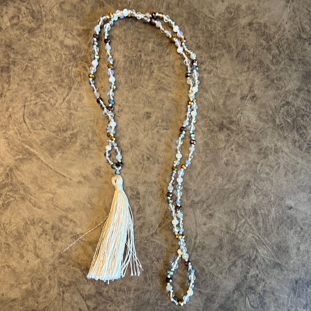 Beaded necklace with tassel
